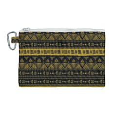 Native American Ornaments Watercolor Pattern Black Gold Canvas Cosmetic Bag (large) by EDDArt