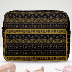 Native American Ornaments Watercolor Pattern Black Gold Make Up Pouch (large) by EDDArt