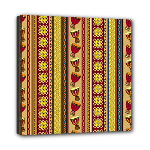 Traditional Africa Border Wallpaper Pattern Colored 4 Mini Canvas 8  X 8  (stretched) by EDDArt