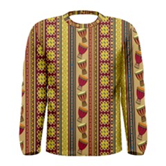 Traditional Africa Border Wallpaper Pattern Colored 4 Men s Long Sleeve Tee by EDDArt