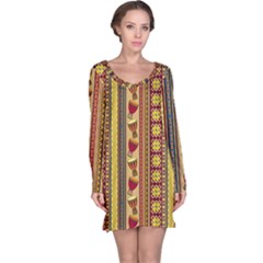 Traditional Africa Border Wallpaper Pattern Colored 4 Long Sleeve Nightdress by EDDArt