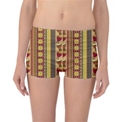 Traditional Africa Border Wallpaper Pattern Colored 4 Boyleg Bikini Bottoms by EDDArt