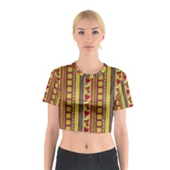 Traditional Africa Border Wallpaper Pattern Colored 4 Cotton Crop Top by EDDArt