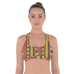 Traditional Africa Border Wallpaper Pattern Colored 4 Cross Back Sports Bra by EDDArt