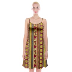 Traditional Africa Border Wallpaper Pattern Colored 4 Spaghetti Strap Velvet Dress by EDDArt