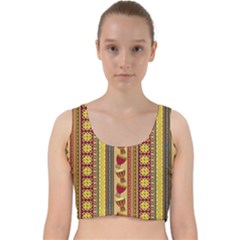 Traditional Africa Border Wallpaper Pattern Colored 4 Velvet Racer Back Crop Top by EDDArt