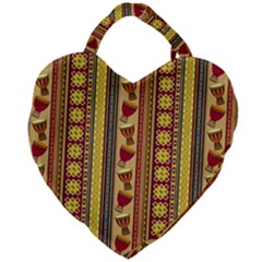 Traditional Africa Border Wallpaper Pattern Colored 4 Giant Heart Shaped Tote by EDDArt