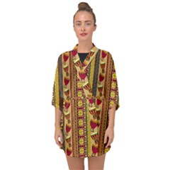 Traditional Africa Border Wallpaper Pattern Colored 4 Half Sleeve Chiffon Kimono by EDDArt