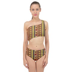 Traditional Africa Border Wallpaper Pattern Colored 4 Spliced Up Two Piece Swimsuit by EDDArt