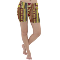 Traditional Africa Border Wallpaper Pattern Colored 4 Lightweight Velour Yoga Shorts by EDDArt