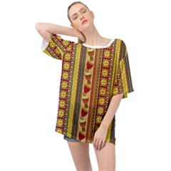 Traditional Africa Border Wallpaper Pattern Colored 4 Oversized Chiffon Top