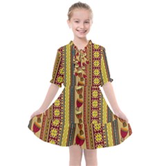 Traditional Africa Border Wallpaper Pattern Colored 4 Kids  All Frills Chiffon Dress by EDDArt