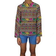 Traditional Africa Border Wallpaper Pattern Colored Kids  Long Sleeve Swimwear by EDDArt