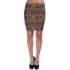 Traditional Africa Border Wallpaper Pattern Colored Bodycon Skirt by EDDArt