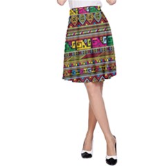 Traditional Africa Border Wallpaper Pattern Colored A-line Skirt by EDDArt