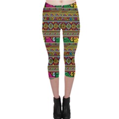 Traditional Africa Border Wallpaper Pattern Colored Capri Leggings  by EDDArt