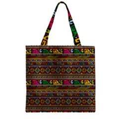 Traditional Africa Border Wallpaper Pattern Colored Zipper Grocery Tote Bag by EDDArt