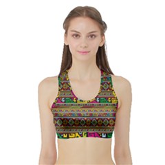 Traditional Africa Border Wallpaper Pattern Colored Sports Bra With Border by EDDArt