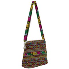 Traditional Africa Border Wallpaper Pattern Colored Zipper Messenger Bag by EDDArt