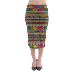 Traditional Africa Border Wallpaper Pattern Colored Midi Pencil Skirt by EDDArt