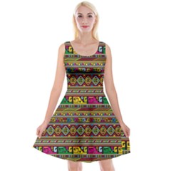 Traditional Africa Border Wallpaper Pattern Colored Reversible Velvet Sleeveless Dress by EDDArt