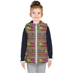 Traditional Africa Border Wallpaper Pattern Colored Kids  Hooded Puffer Vest by EDDArt