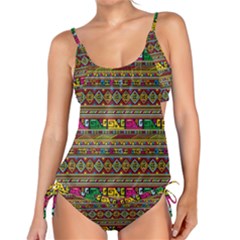 Traditional Africa Border Wallpaper Pattern Colored Tankini Set by EDDArt