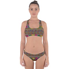 Traditional Africa Border Wallpaper Pattern Colored Cross Back Hipster Bikini Set by EDDArt