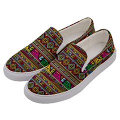 Traditional Africa Border Wallpaper Pattern Colored Men s Canvas Slip Ons by EDDArt