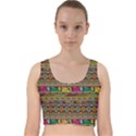 Traditional Africa Border Wallpaper Pattern Colored Velvet Racer Back Crop Top View1