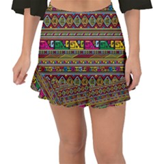 Traditional Africa Border Wallpaper Pattern Colored Fishtail Mini Chiffon Skirt by EDDArt