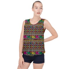 Traditional Africa Border Wallpaper Pattern Colored Bubble Hem Chiffon Tank Top by EDDArt