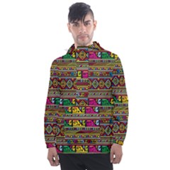 Traditional Africa Border Wallpaper Pattern Colored Men s Front Pocket Pullover Windbreaker