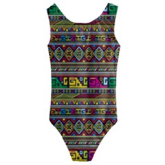 Traditional Africa Border Wallpaper Pattern Colored Kids  Cut-out Back One Piece Swimsuit by EDDArt