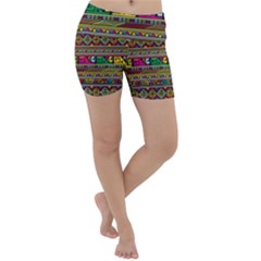 Traditional Africa Border Wallpaper Pattern Colored Lightweight Velour Yoga Shorts by EDDArt