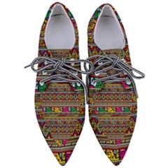 Traditional Africa Border Wallpaper Pattern Colored Pointed Oxford Shoes by EDDArt