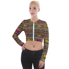 Traditional Africa Border Wallpaper Pattern Colored Long Sleeve Cropped Velvet Jacket