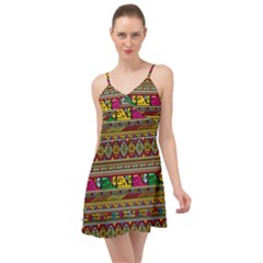 Traditional Africa Border Wallpaper Pattern Colored Summer Time Chiffon Dress