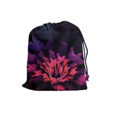 Floral Pink Fractal Painting Drawstring Pouch (large) by Pakrebo