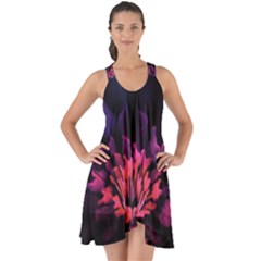 Floral Pink Fractal Painting Show Some Back Chiffon Dress by Pakrebo