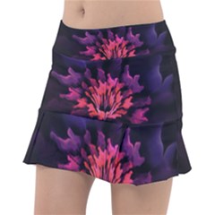 Floral Pink Fractal Painting Tennis Skirt by Pakrebo