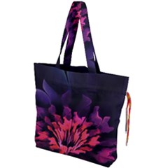 Floral Pink Fractal Painting Drawstring Tote Bag by Pakrebo