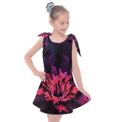 Floral Pink Fractal Painting Kids  Tie Up Tunic Dress by Pakrebo