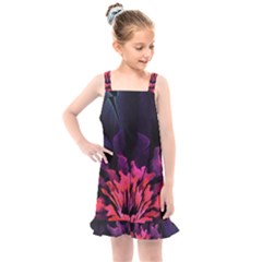 Floral Pink Fractal Painting Kids  Overall Dress by Pakrebo