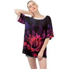 Floral Pink Fractal Painting Oversized Chiffon Top