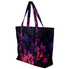 Floral Pink Fractal Painting Zip Up Canvas Bag by Pakrebo