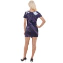 Purple Marble Digital Abstract Short Sleeve Asymmetric Mini Dress View2