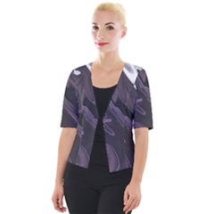 Purple Marble Digital Abstract Cropped Button Cardigan by Pakrebo