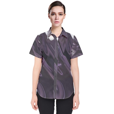 Purple Marble Digital Abstract Women s Short Sleeve Shirt by Pakrebo