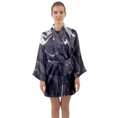 Purple Marble Digital Abstract Long Sleeve Kimono Robe